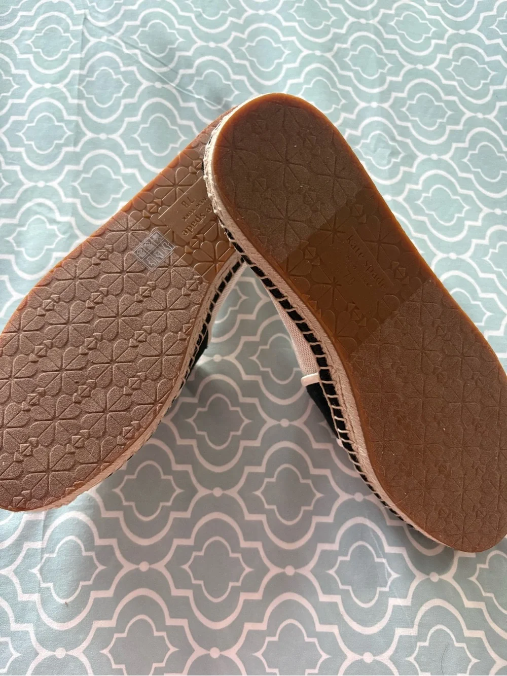 kate spade tan rubber sole with embossed logo